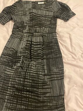 ❤️ Calvin Klein Gray Dress with Black Abstract Grid Print